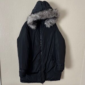 Lane Bryant Black Puffer Coat with Faux Fur Hood Medium/Large Heavy Warm